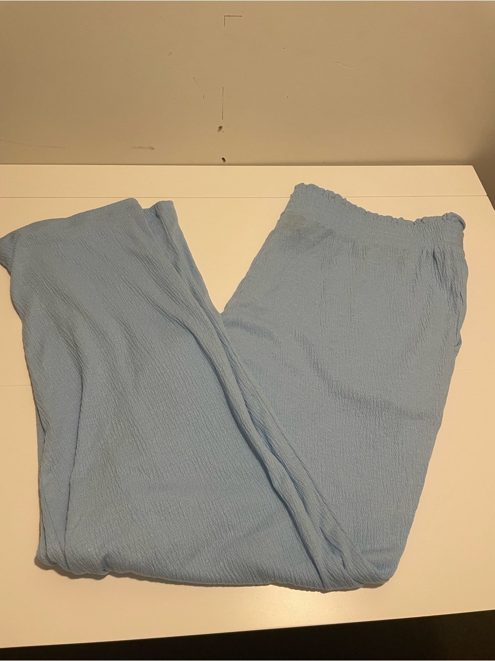 d&co Beach Brand Women's XL Light Blue Linen Blend Wide Leg Pants